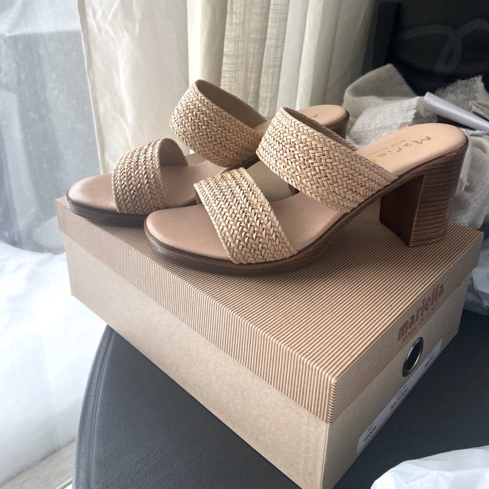 Mariella heels with rattan design straps